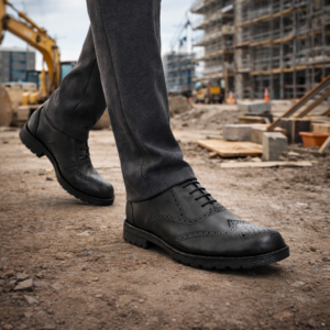Safety Shoes : Men Genuine leather Brogue Shoes with Steel Toe & Memory foam footpad by asm. Article: S101Black-1