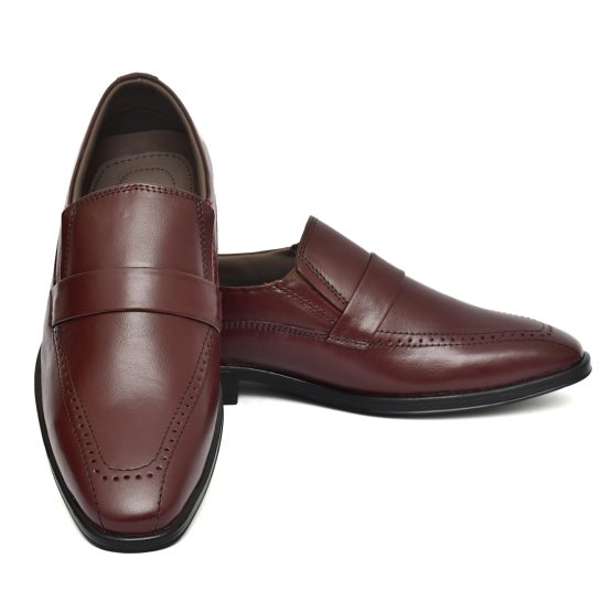 Wine Leather Penny loafers for men with Memory foam footpad. Article : AL01-Wine