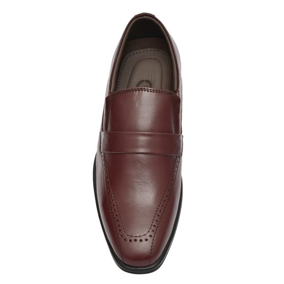 Wine Leather Penny loafers for men with Memory foam footpad. Article : AL01-Wine