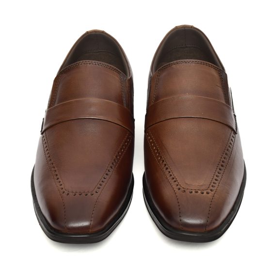 Leather Penny loafers for men with Memory foam footpad. Article : AL01-Brown