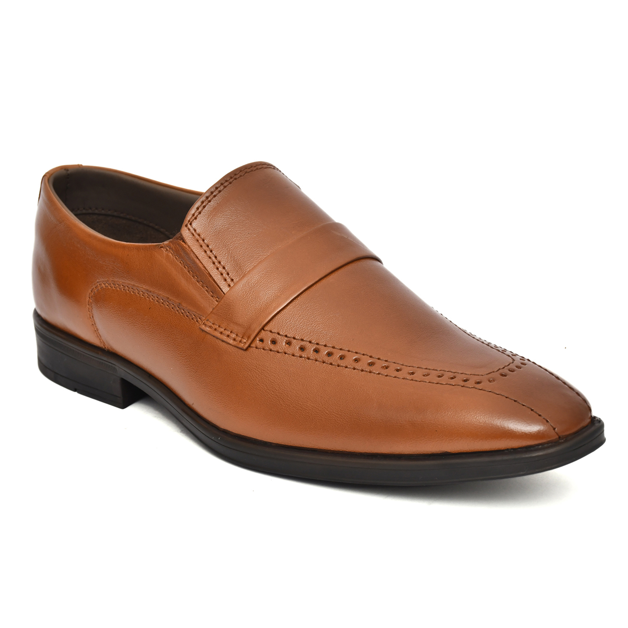 Tan Leather Penny loafers for men with Memory foam footpad. Article : AL01-Tan