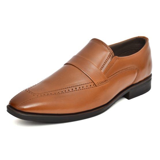 Tan Leather Penny loafers for men with Memory foam footpad. Article : AL01-Brown