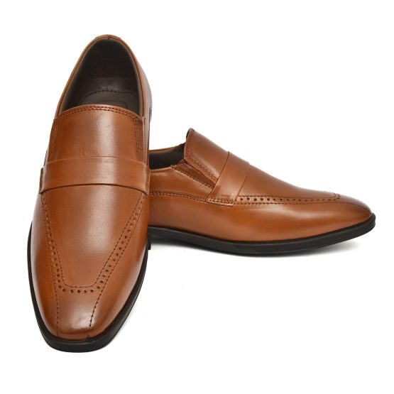 Tan Leather Penny loafers for men with Memory foam footpad. Article : AL01-Brown