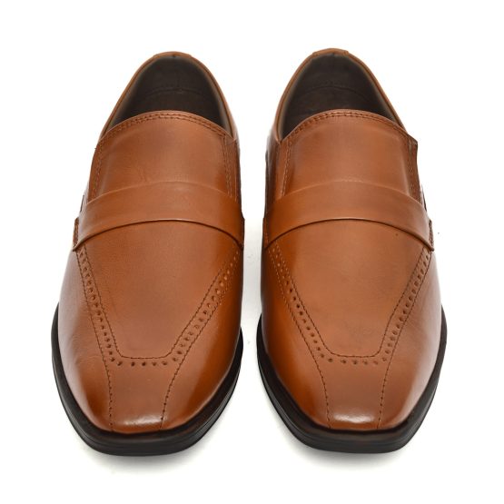 Tan Leather Penny loafers for men with Memory foam footpad. Article : AL01-Brown