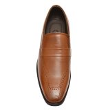 Tan Leather Penny loafers for men with Memory foam footpad. Article : AL01-Brown