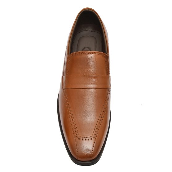 Tan Leather Penny loafers for men with Memory foam footpad. Article : AL01-Brown