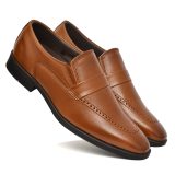 Tan Leather Penny loafers for men with Memory foam footpad. Article : AL01-Brown