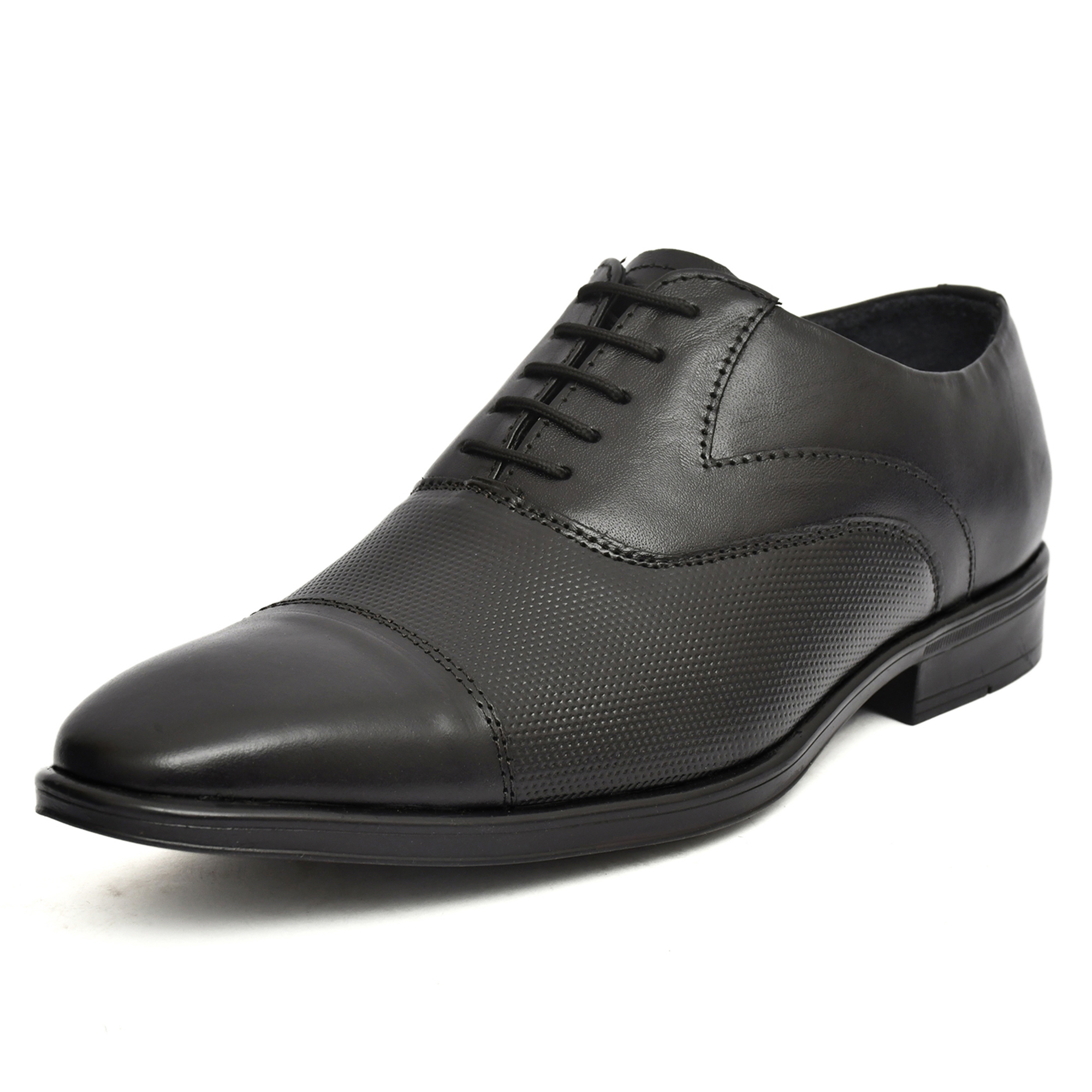 Black Leather Oxford Shoes for men with Memory foam footpad. Article : AL03-Black - Image 6