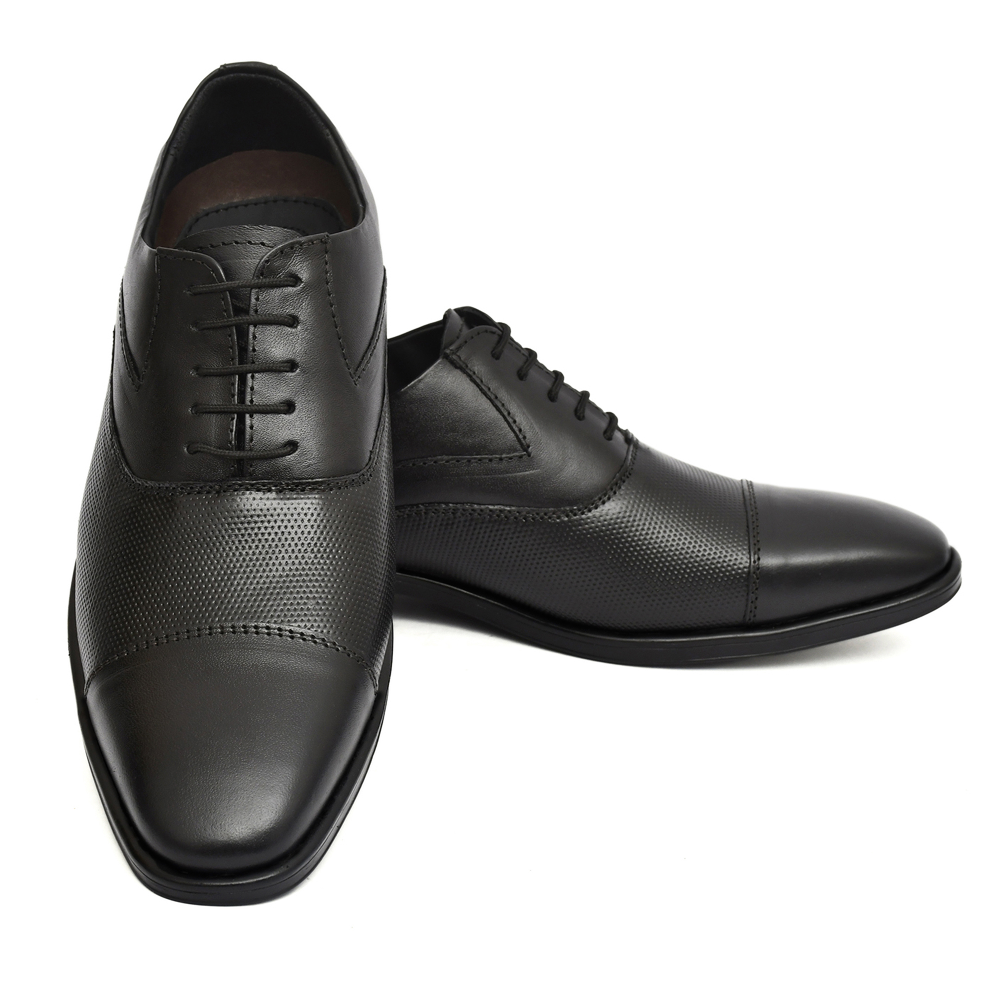 Black Leather Oxford Shoes for men with Memory foam footpad. Article : AL03-Black - Image 3