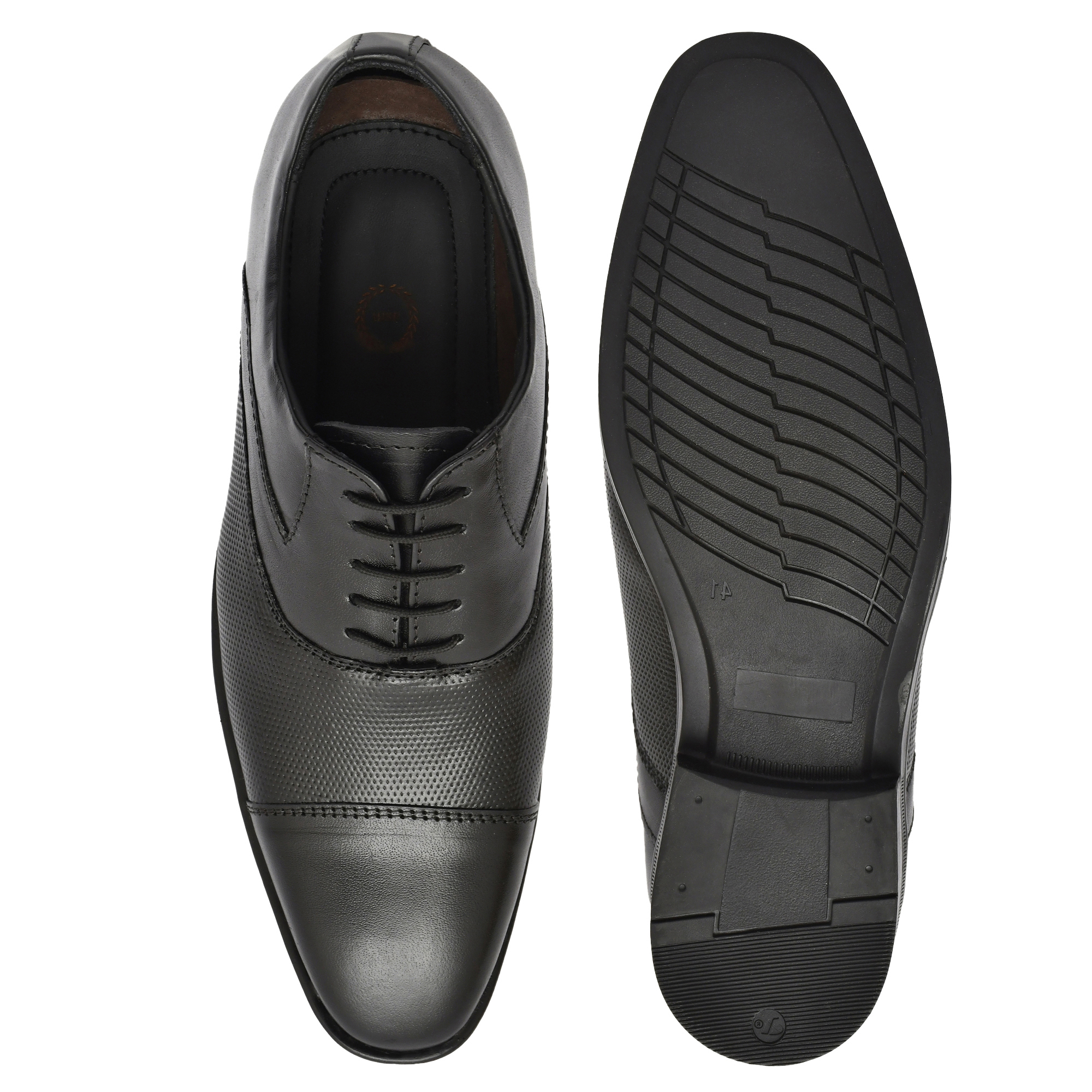 Black Leather Oxford Shoes for men with Memory foam footpad. Article : AL03-Black - Image 8
