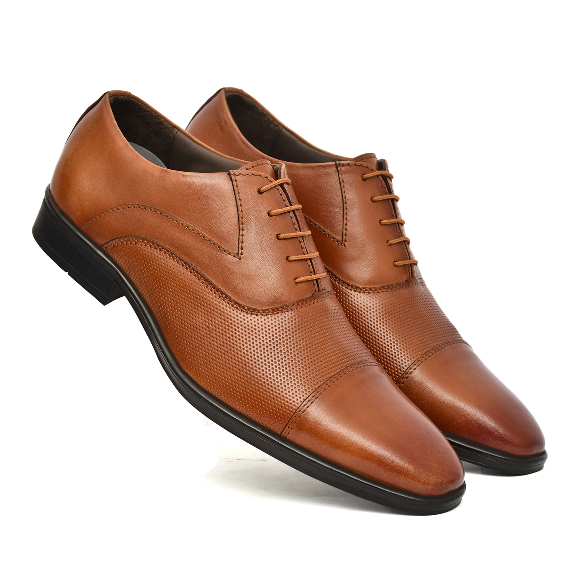 Tan Leather Oxford Shoes for men with Memory foam footpad.