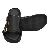 Black Leather Slippers for Men by asm.