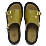 Green Leather Slippers for Men by asm.