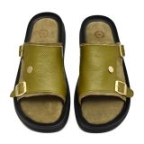 Green Leather Slippers for Men by asm.