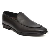 Black leather penny loafers for Men with Memory foam footpad.