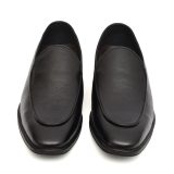 Black leather penny loafers for Men with Memory foam footpad.