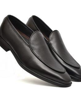 Black leather penny loafers for Men with Memory foam footpad.