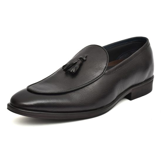 Black Leather Penny loafers with Tassel for Men with Memory foam footpad.