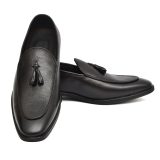 Black Leather Penny loafers with Tassel for Men with Memory foam footpad.