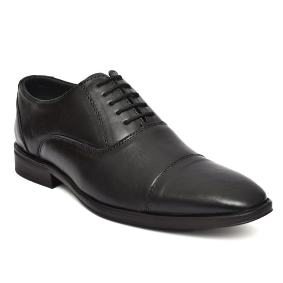 Black Leather Oxford Shoes for men with Memory foam footpad.