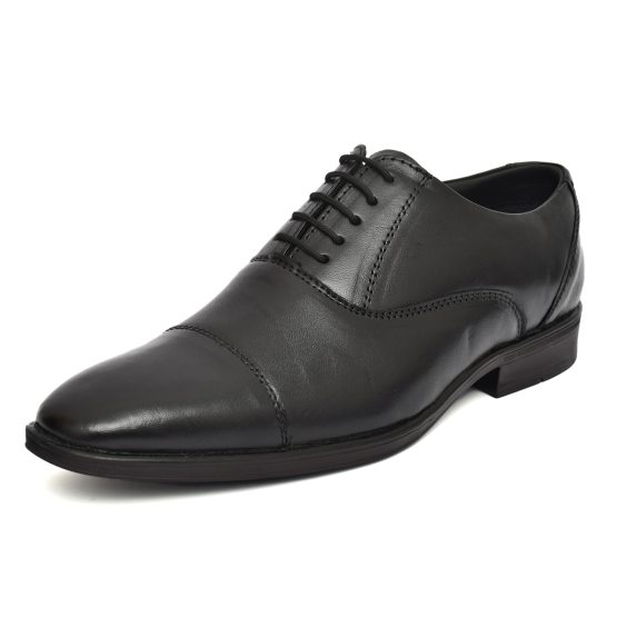 Black Leather Oxford Shoes for men with Memory foam footpad.