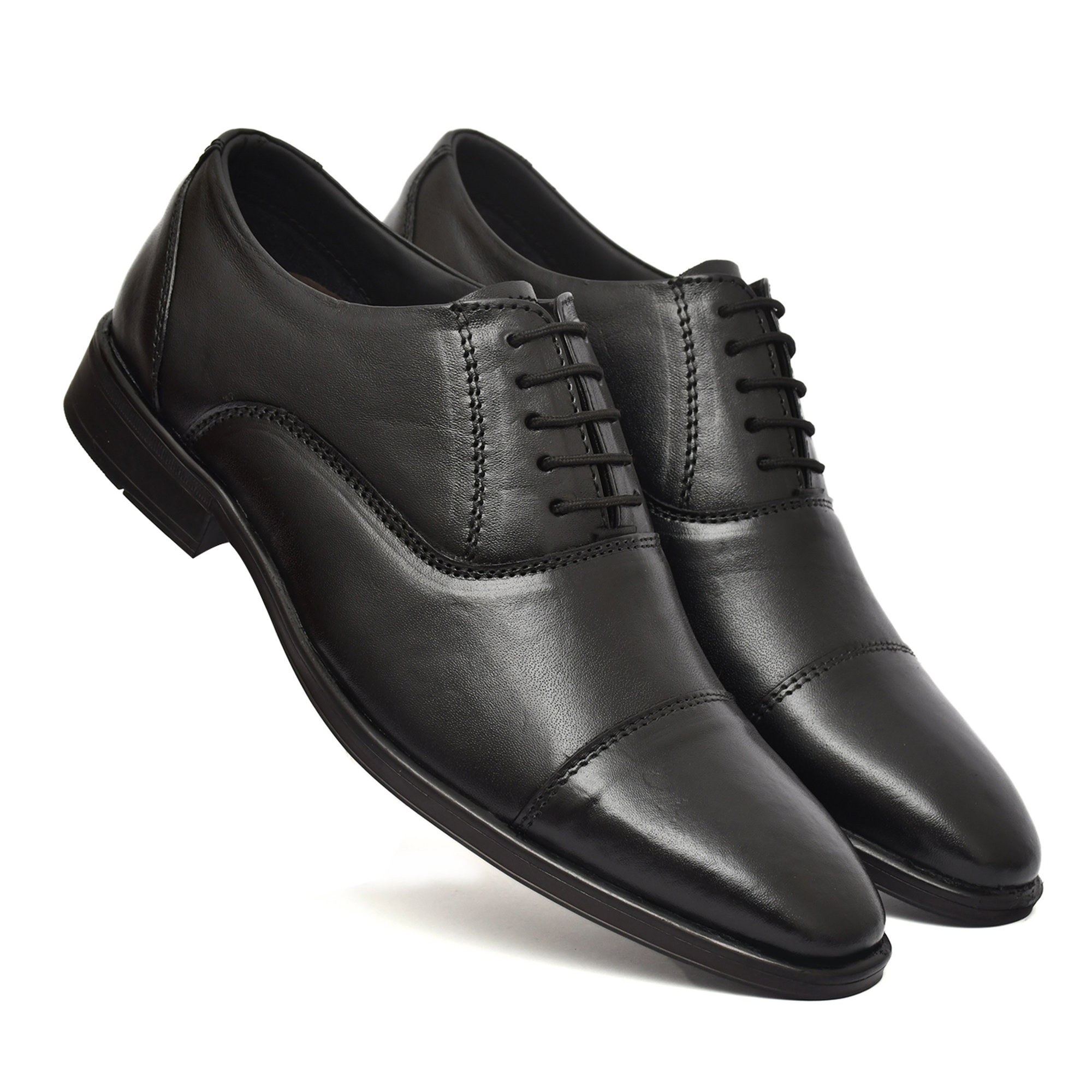 Black Leather Oxford Shoes for men with Memory foam footpad.