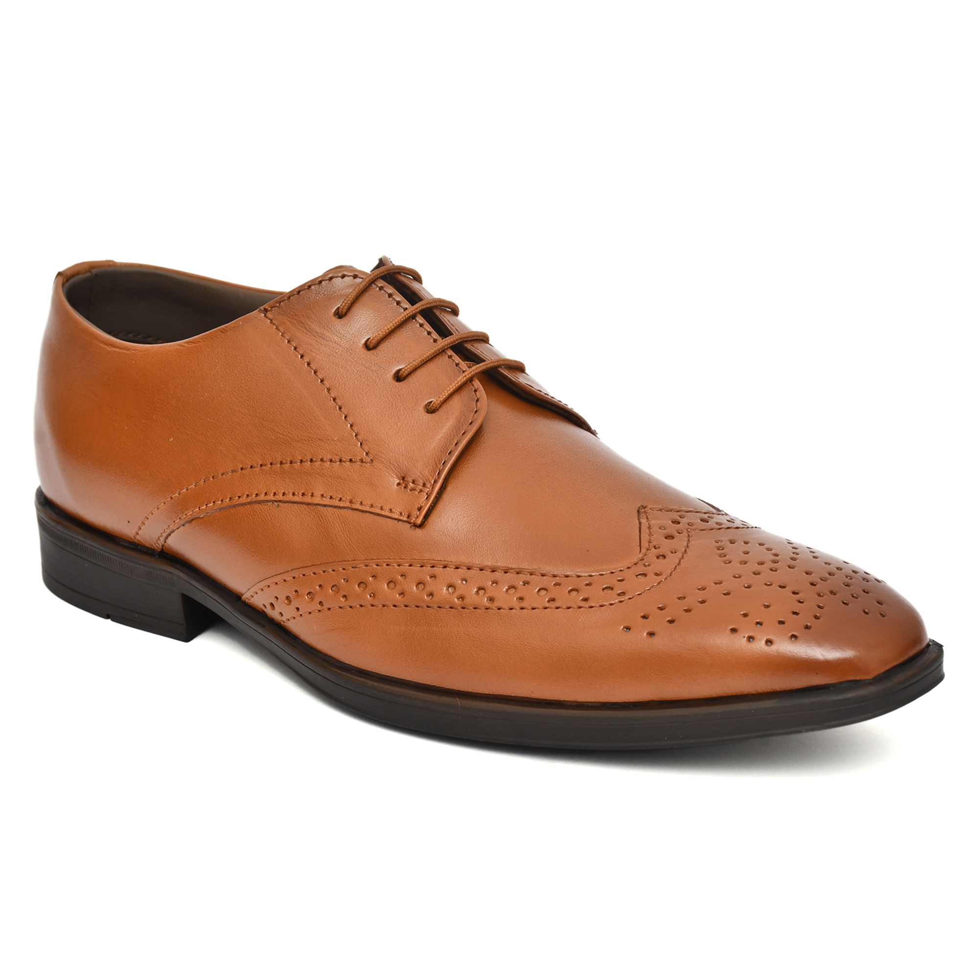 Tan Leather Brogue Shoes for men with Memory foam footpad.