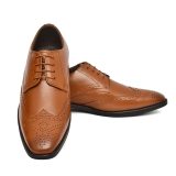 Tan Leather Brogue Shoes for men with Memory foam footpad.