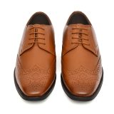 Tan Leather Brogue Shoes for men with Memory foam footpad.