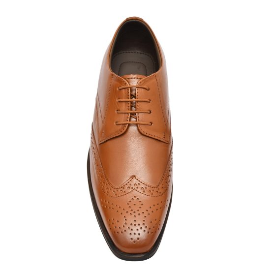 Tan Leather Brogue Shoes for men with Memory foam footpad.