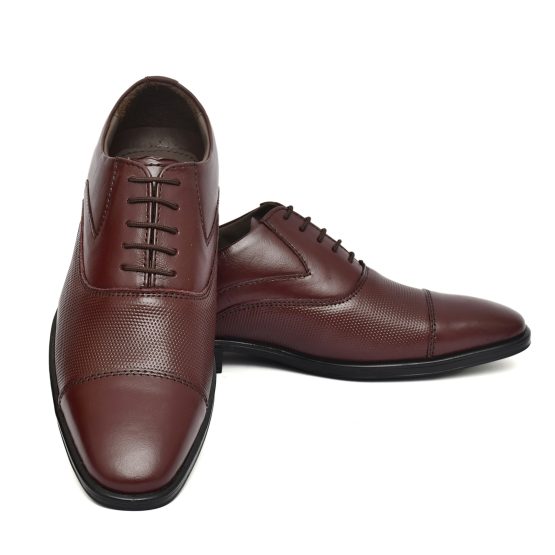 Wine Leather Oxford Shoes for men with Memory foam footpad.