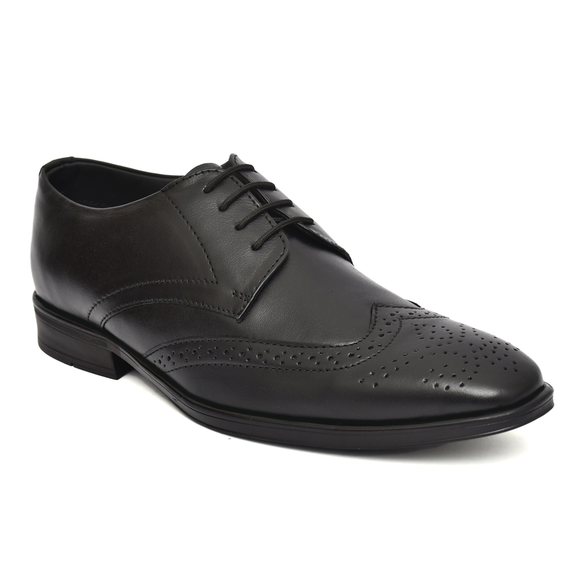 Black Leather Brogue Shoes for men with Memory foam footpad.