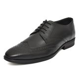 Black Leather Brogue Shoes for men with Memory foam footpad.