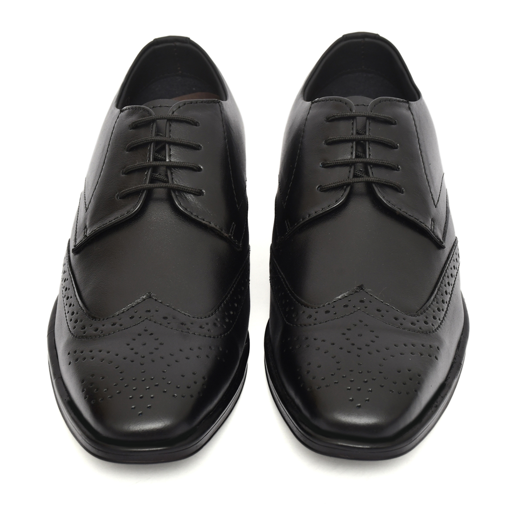 Black Leather Brogue Shoes for men with Memory foam footpad. Article : AL101-Black - Image 4