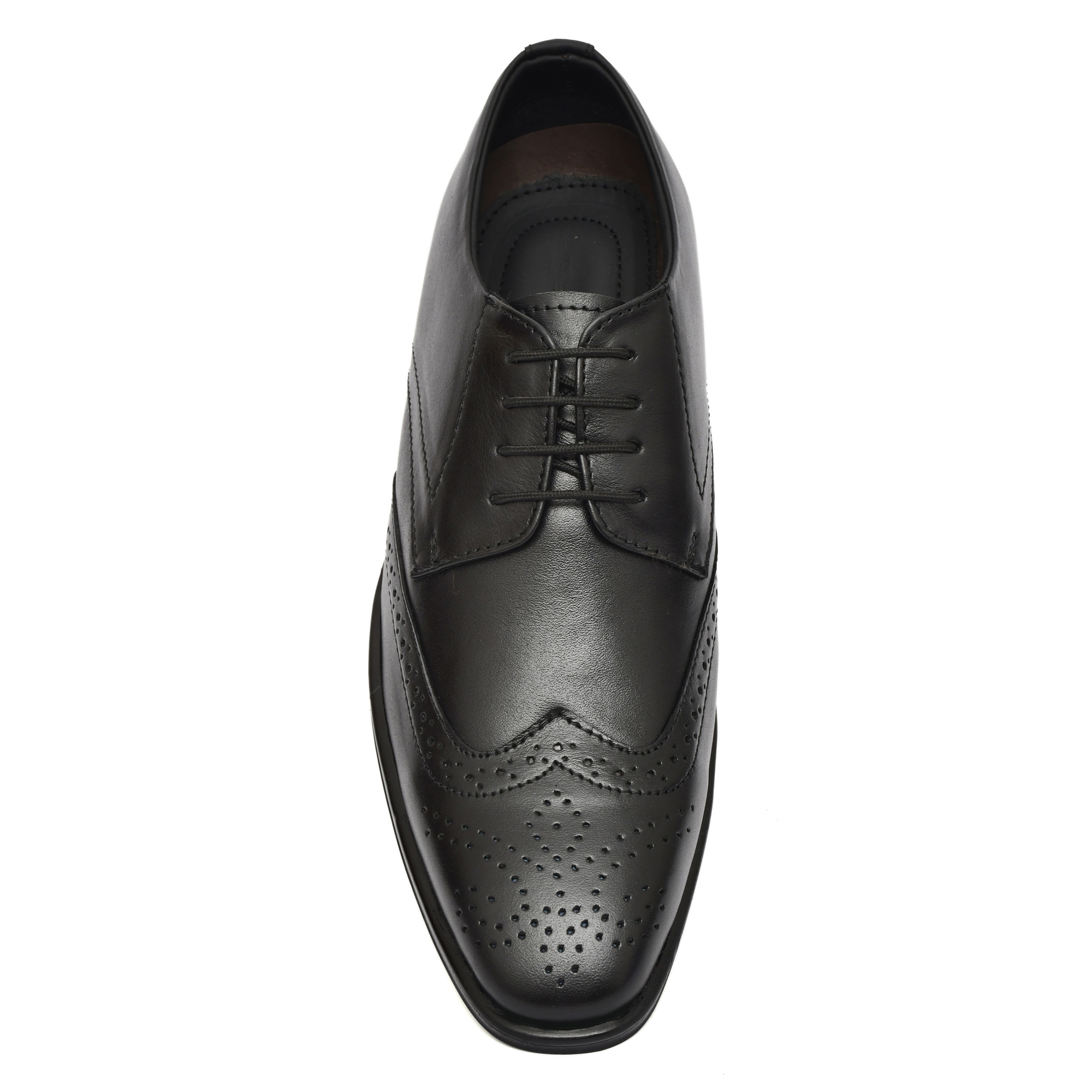 Black Leather Brogue Shoes for men with Memory foam footpad. Article : AL101-Black - Image 5