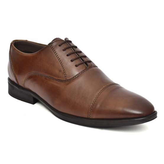 Brown Leather Oxford Shoes for men with Memory foam footpad.