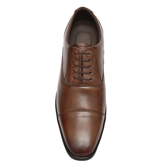 Brown Leather Oxford Shoes for men with Memory foam footpad.