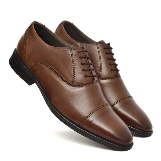 Brown Leather Oxford Shoes for men with Memory foam footpad.