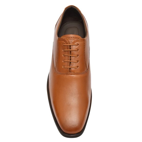 Tan Leather Derby Shoes for men with Memory foam footpad.