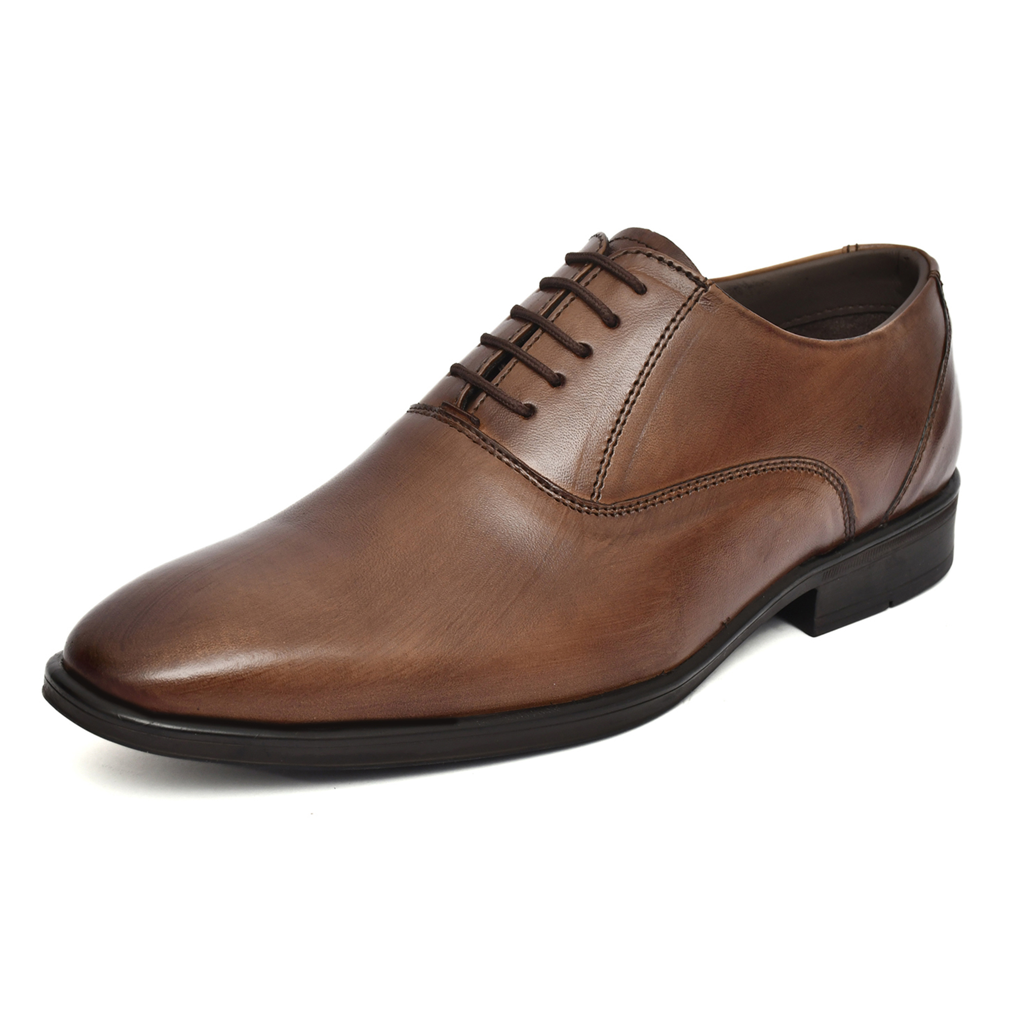 Brown Leather Derby Shoes for men with Memory foam footpad. Article: AL04-Brown - Image 6