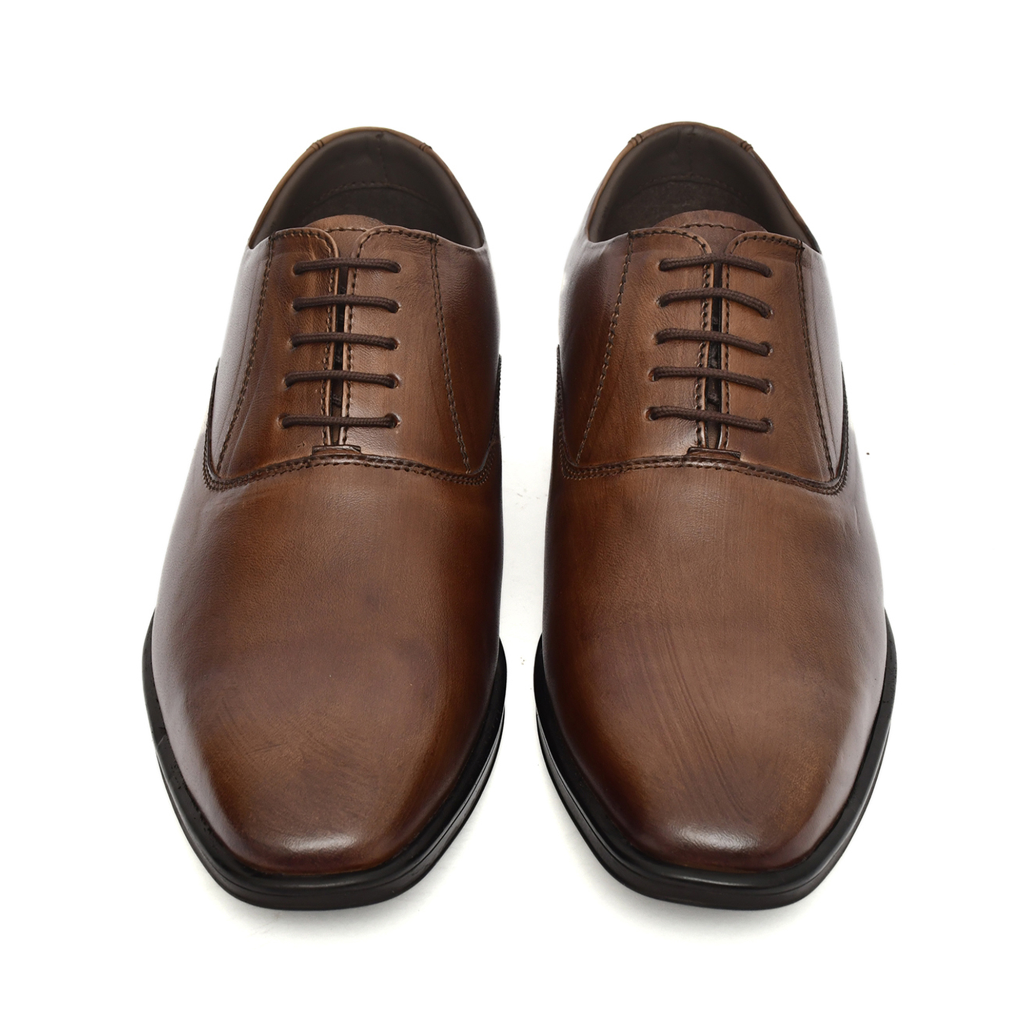 Brown Leather Derby Shoes for men with Memory foam footpad. Article: AL04-Brown - Image 3