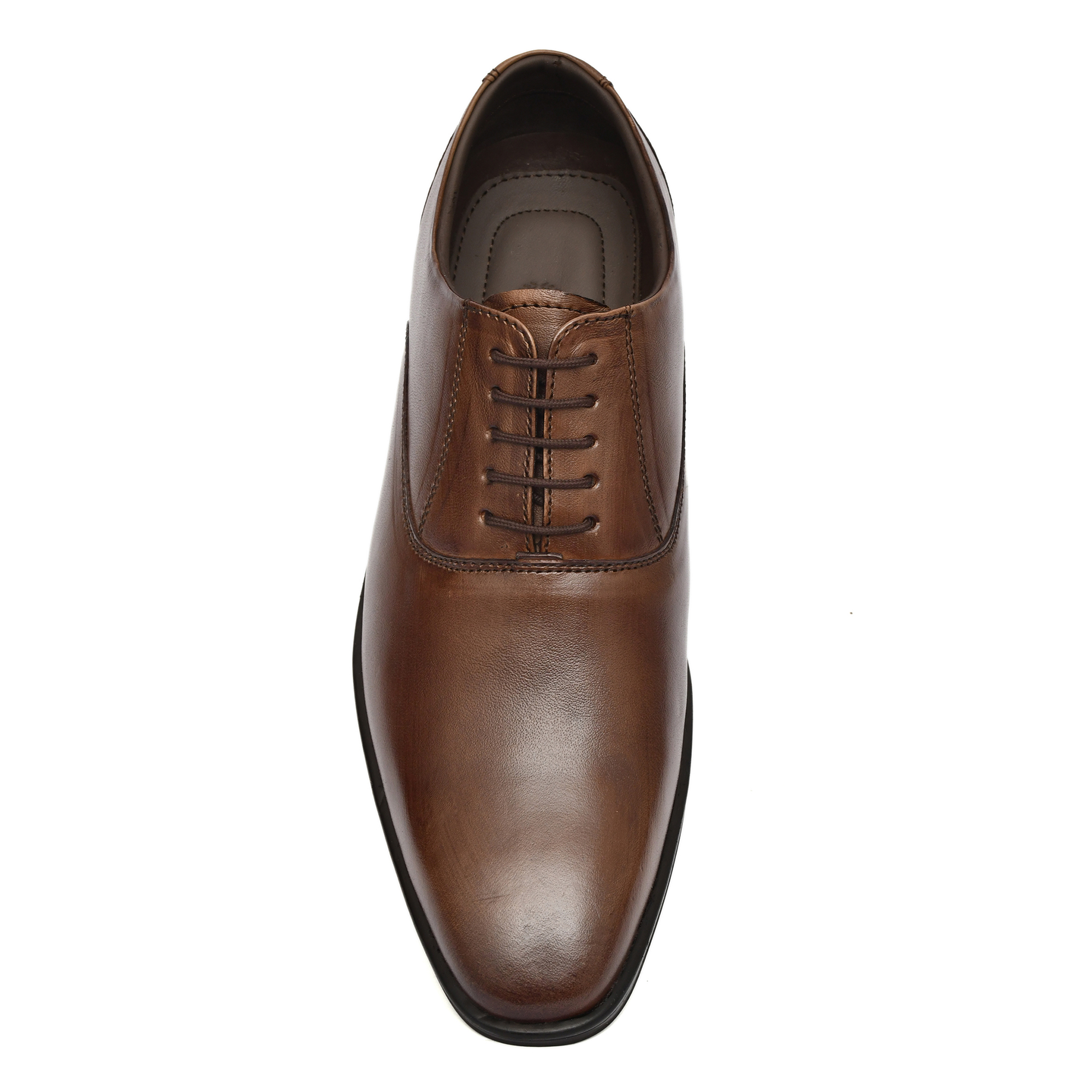 Brown Leather Derby Shoes for men with Memory foam footpad. Article: AL04-Brown - Image 4