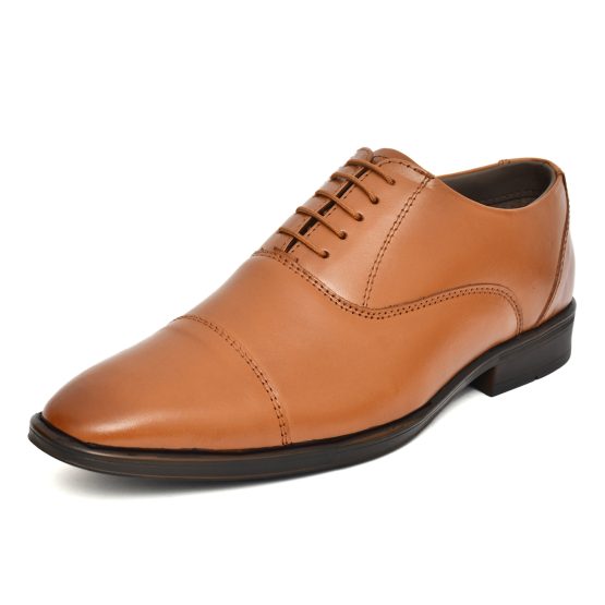 Tan Leather Oxford Shoes for men with Memory foam footpad.