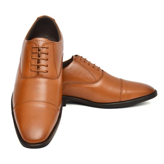 Tan Leather Oxford Shoes for men with Memory foam footpad.