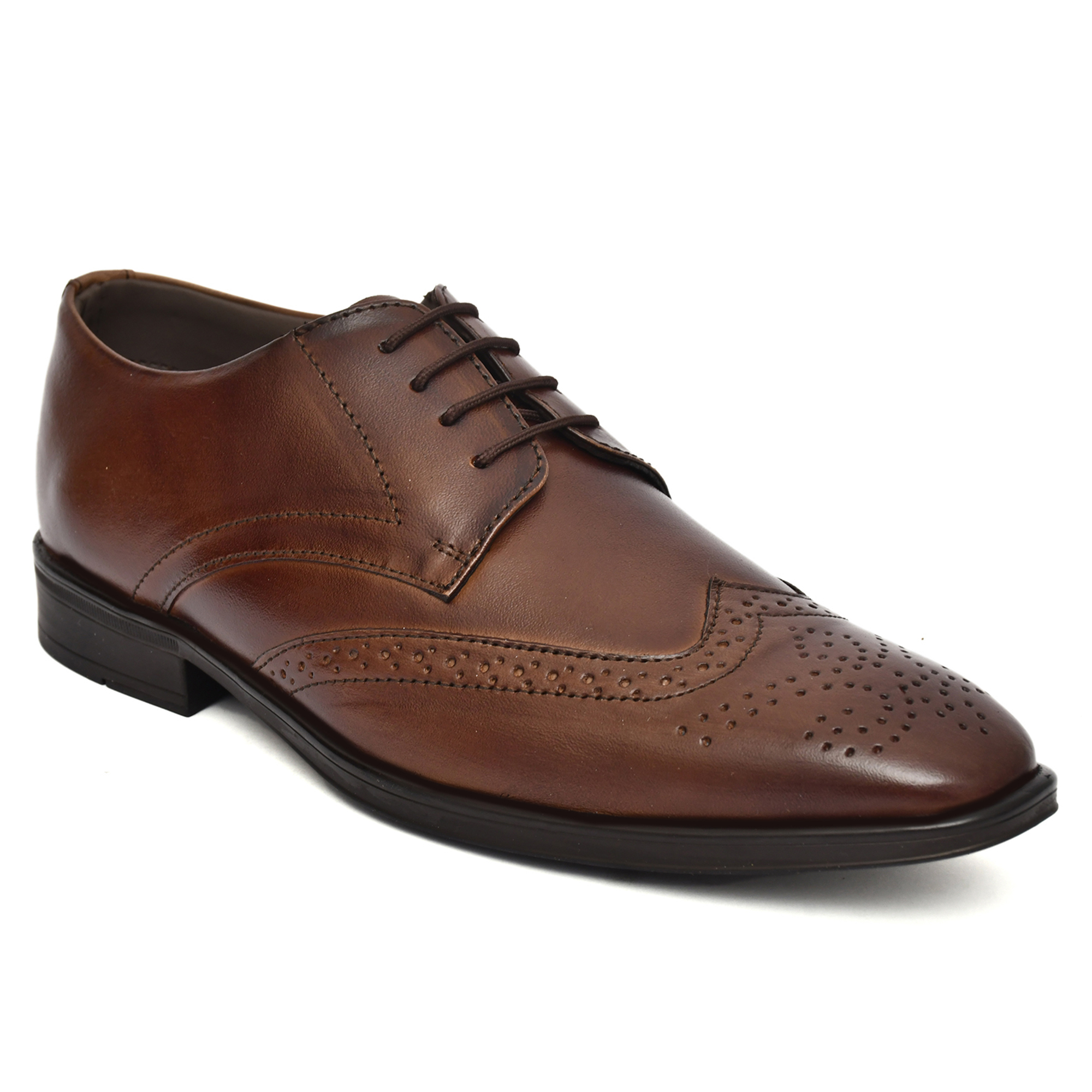 Brown Leather Brogue Shoes for men with Memory foam footpad.