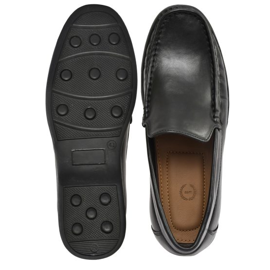 Flexible Shoes - Men's Loafers & Moccasins / Men's Casual shoes. leather Upper, Lining & Socks with Memory foam footpad. Ultra Flexible Sole. Article : MS101-Black