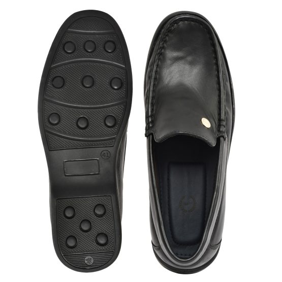 Flexible Shoes - Men's Loafers & Moccasins / Men's Casual shoes. leather Upper, Lining & Socks with Memory foam footpad. Ultra Flexible Sole. Article : MS102-Black