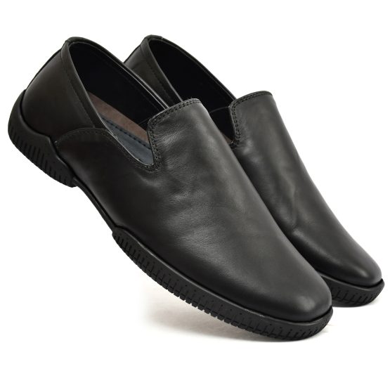 Flexible Shoes - Men's leather Moccasins & loafers, Men's Casual Shoes. Softy leather Upper, Softy leather Lining with Memory foam footpad. Ultra Flexible Sole. Article : Flexi01-Black