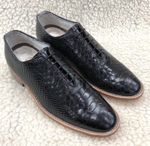 Goodyear Welted Cobra embossed black leather Derby Shoes by ASM