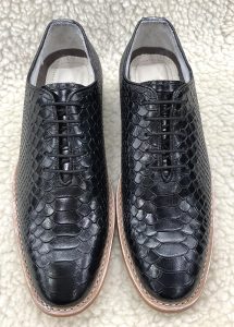 Goodyear Welted Cobra embossed black leather Derby Shoes by ASM